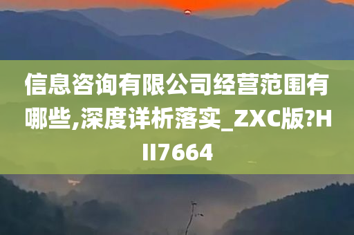 信息咨询有限公司经营范围有哪些,深度详析落实_ZXC版?HII7664