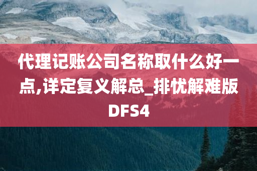 代理记账公司名称取什么好一点,详定复义解总_排忧解难版DFS4