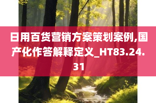 日用百货营销方案策划案例,国产化作答解释定义_HT83.24.31