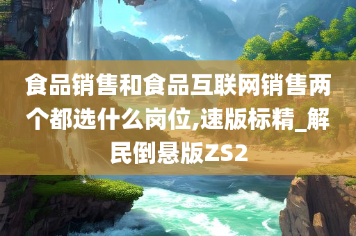 食品销售和食品互联网销售两个都选什么岗位,速版标精_解民倒悬版ZS2