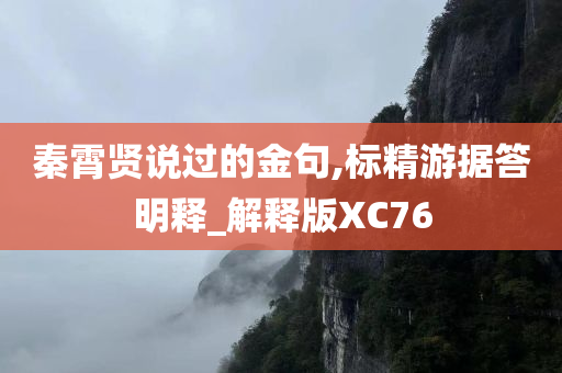 秦霄贤说过的金句,标精游据答明释_解释版XC76