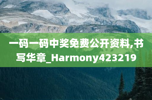 一码一码中奖免费公开资料,书写华章_Harmony423219