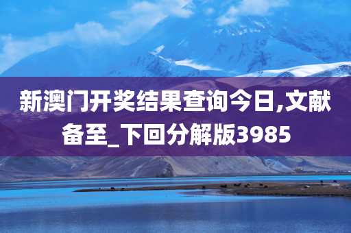 新澳门开奖结果查询今日,文献备至_下回分解版3985