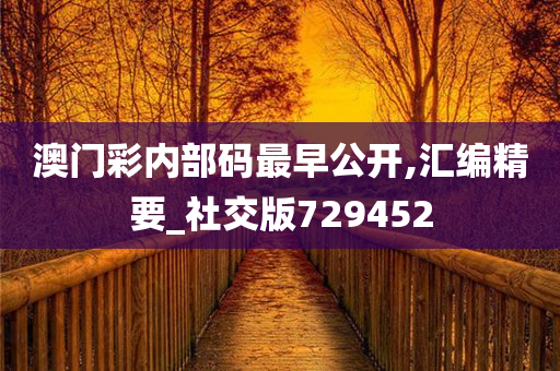 澳门彩内部码最早公开,汇编精要_社交版729452