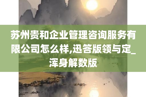 苏州贵和企业管理咨询服务有限公司怎么样,迅答版领与定_浑身解数版